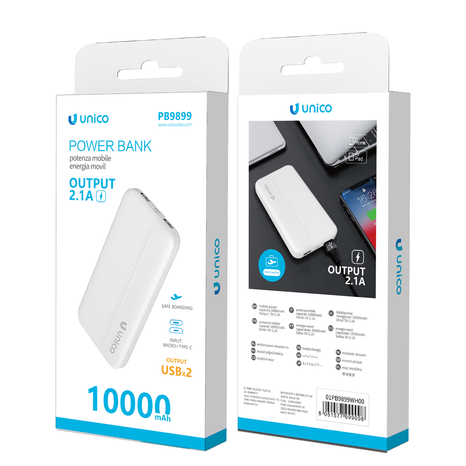 UNICO PB9899 Banco de energía de 10000 mAh